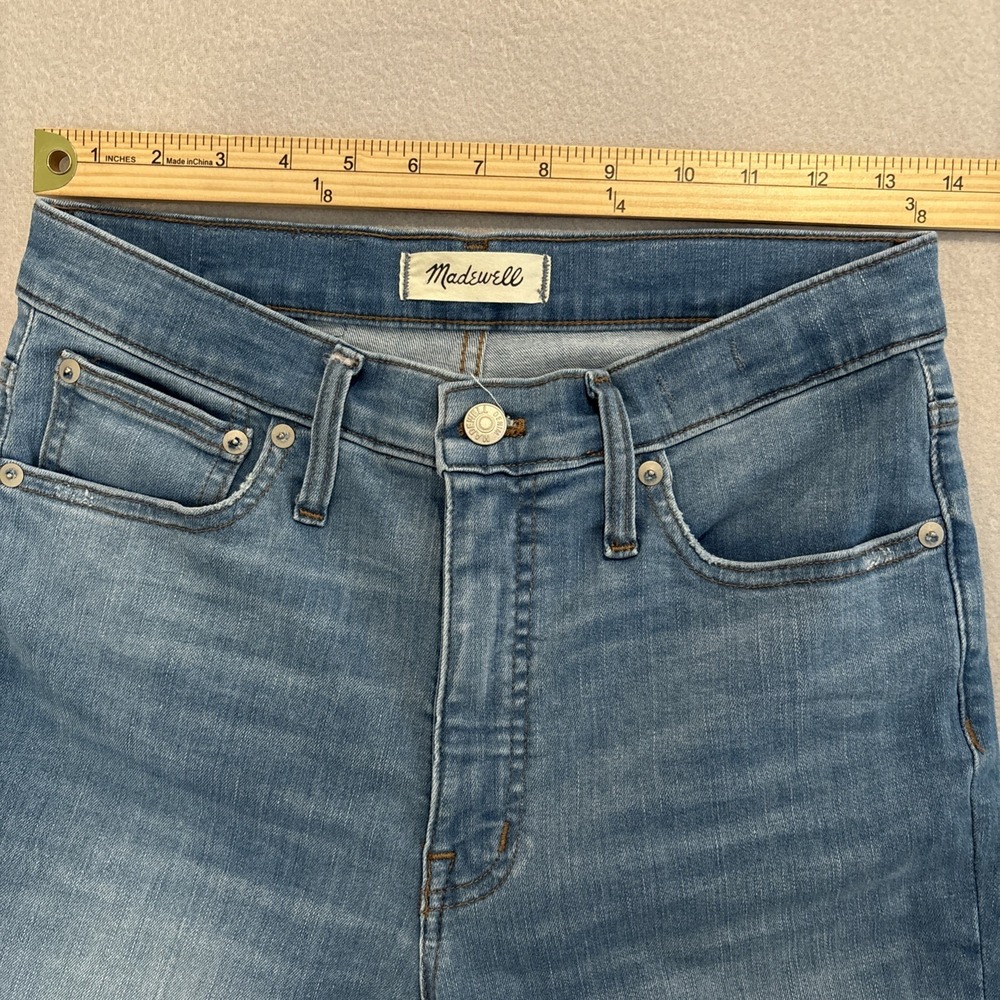 Madewell 27 BLUE Cali Demi-Boot Bootcut Crop Raw Hem Denim Jeans EXCELLENT Soft - Picture 4 of 7